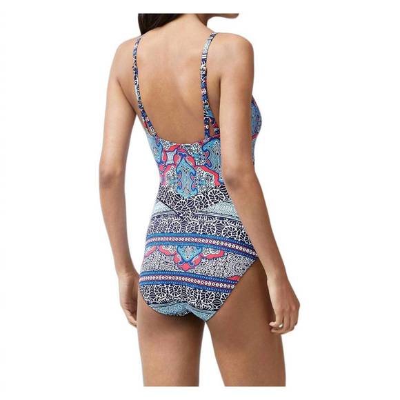 NEW TOMMY BAHAMA lace up one piece swimsuit in riviera tiles - Picture 2 of 3